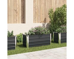 Antraciet, 100 x 40 x 45 cm, van verzinkt staal, compact en duurzaam, voor balkon, terras, modern design voor kruiden, groenten, bloemen, plantenbak