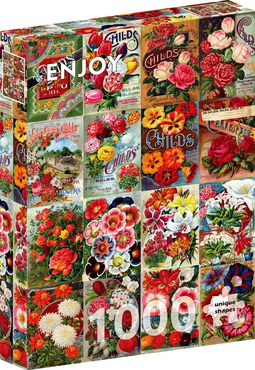 Enjoy Puzzle Vintage Flower Seed Catalog Collage (1000).