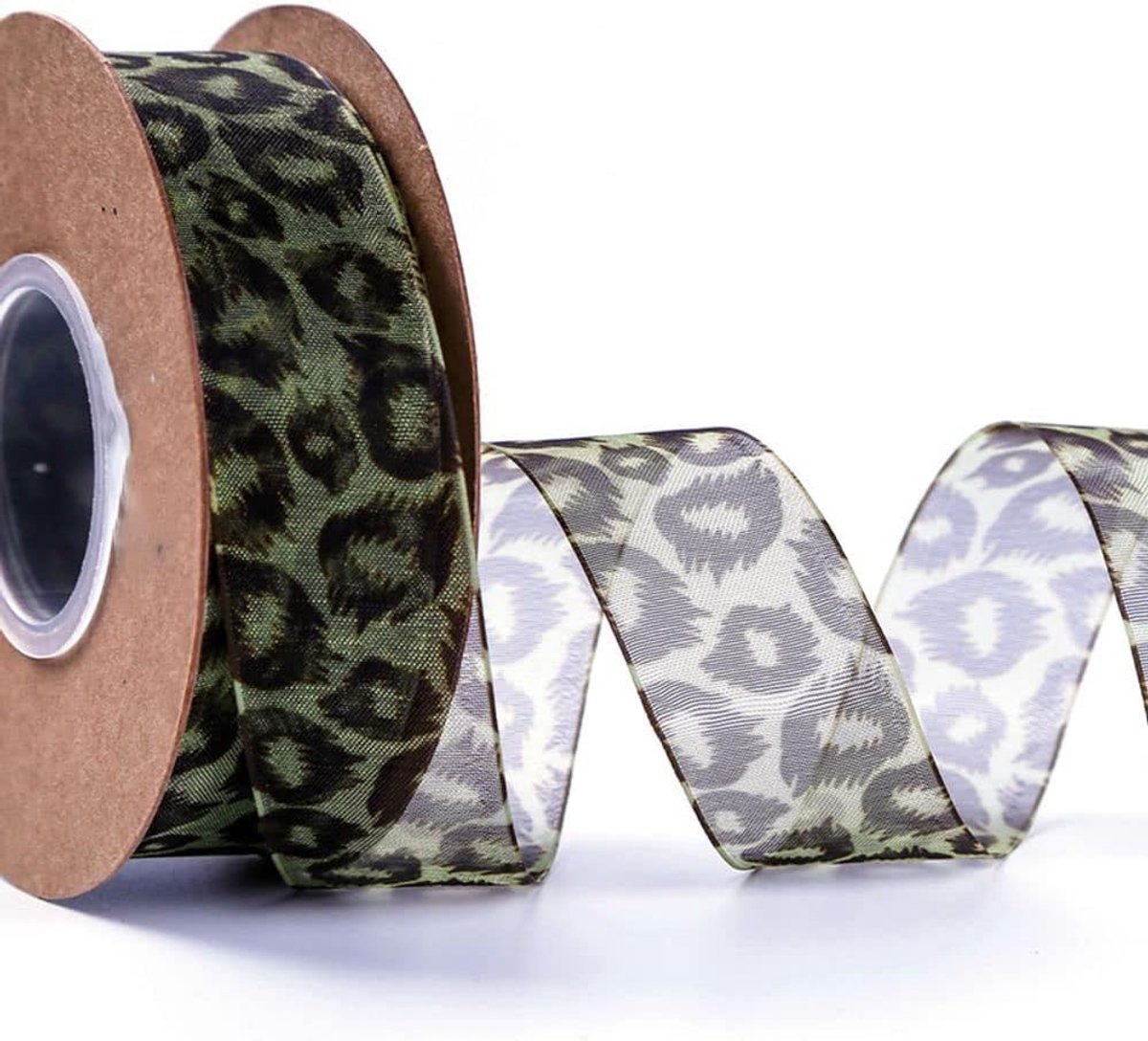 25mm x 10Yard Organza Lint - Satijnen Luipaard Print Decoratief Lint Voor Knutselen, Bruiloft, Tafel en Kamer Decoratie, Feest en Cadeau