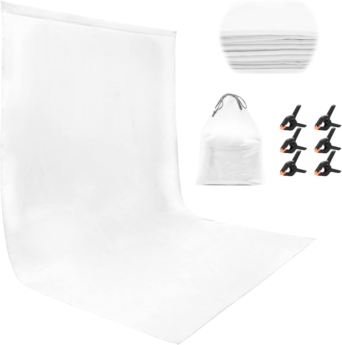 1,8 × 2,8 m Witte Fotoachtergrond, Verdikt Wit Scherm, Achtergrond Voor Fotowand, Fotostudio, Fotografie, Opvouwbaar Witte Stof(6 Clips, 1 Tas)