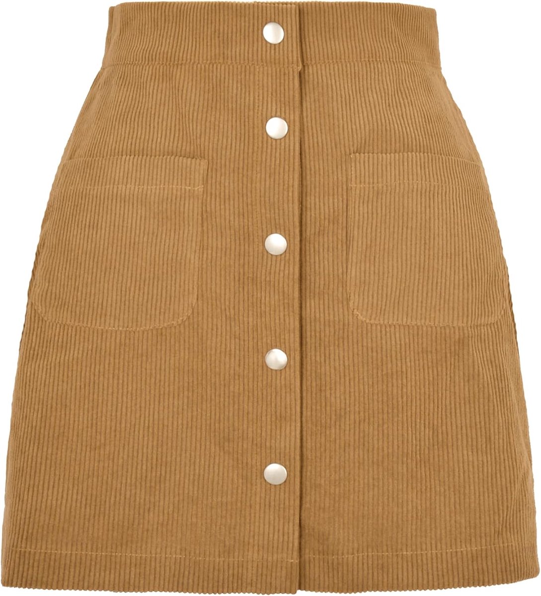 Dames voor herfst en winter minirok A-lijn korte rok hoge taille met zakken S-XL, geel, S