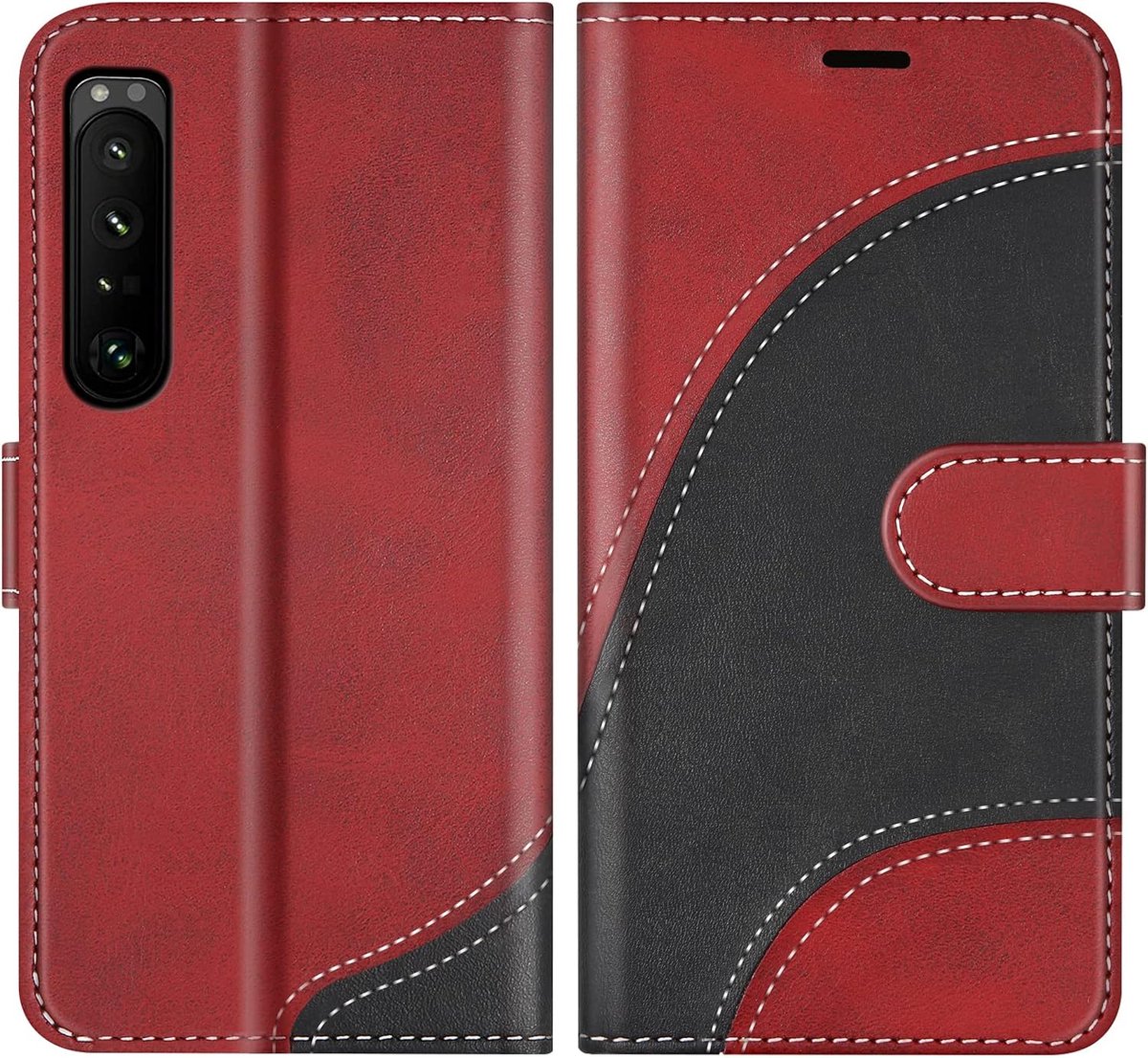 Hoesje voor Sony Xperia 1 IV, PU Lederen Bookcase Portemonnee Beschermhoes Telefoonhoesjes, Flip Case Beschermhoesje voor Sony Xperia 1 IV, Rood