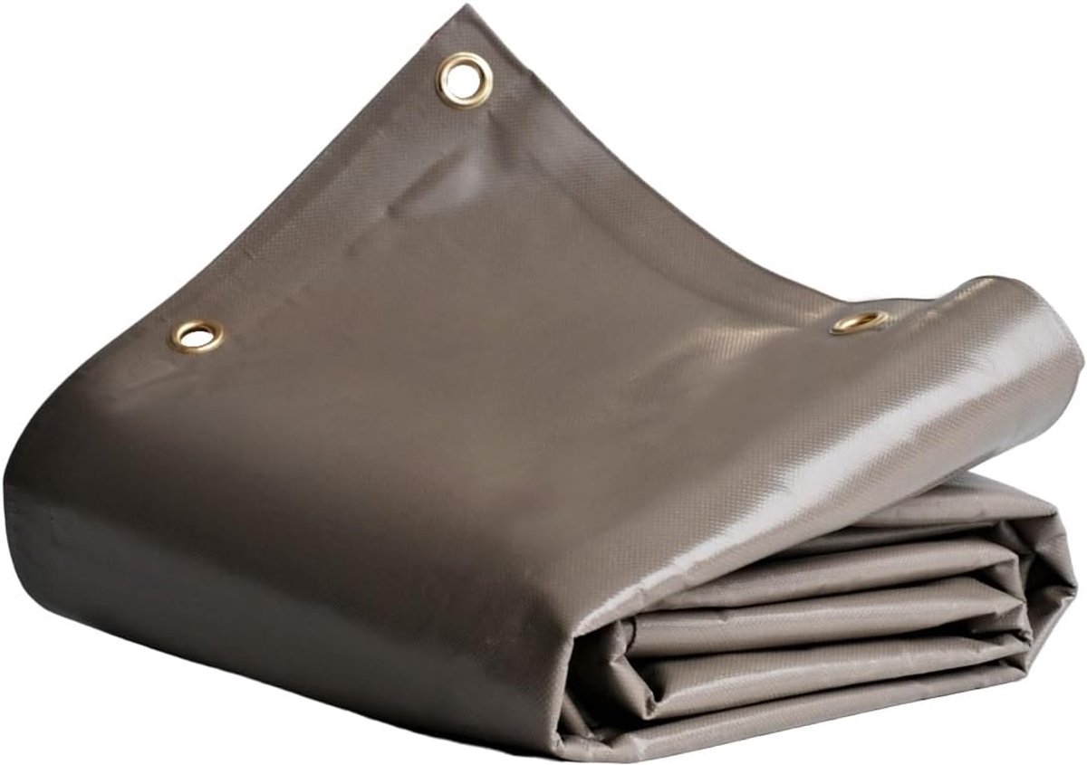 dekzeil 4x6 m Taupe - 8 jaar Garantie TECPLAST - LP640CH - Waterdicht PVC-dekzeil voor werken