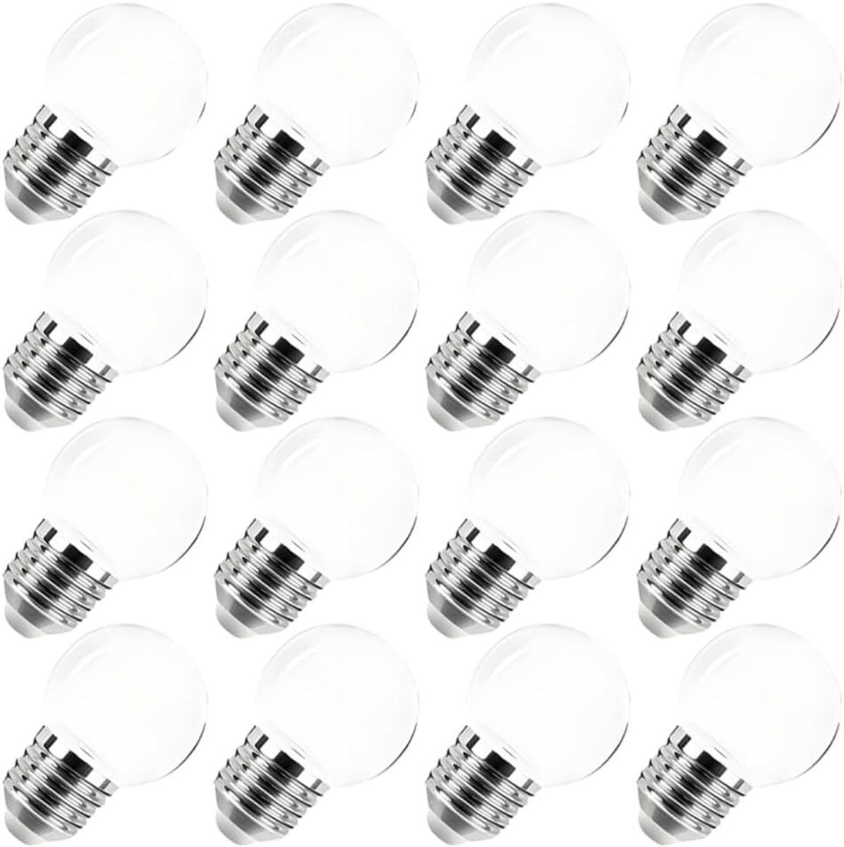 gloeilamp E27 2W, Koud wit 6500 Miniatuur gloeilamp,Transparante behuizing, 200 lumen, voor binnen en buiten feestdecoraties, niet dimbaar, pak van 16