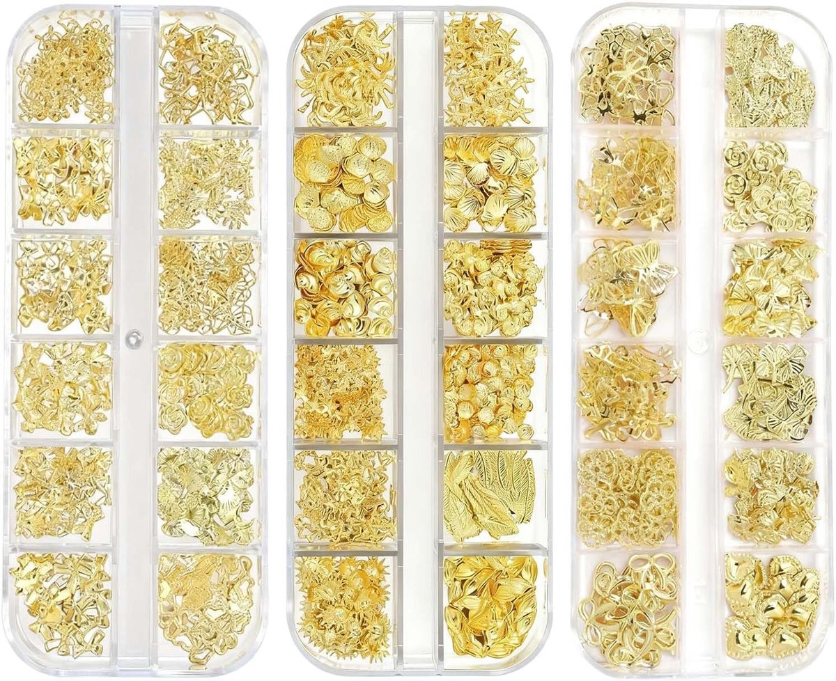 36 designs 3D-nagelbedelset, metalen oceaan, nageldecoratie met zeester, schelp, strik en ster, perfect voor zomer, strandmanicure en doe-het-zelf gelnagels