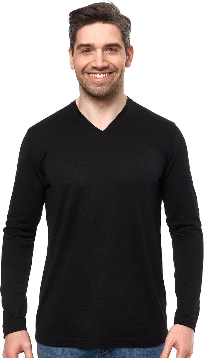 100% Merino Henley Shirt Heren Met Lange Mouwen – Ondergoed Van Merinowol
