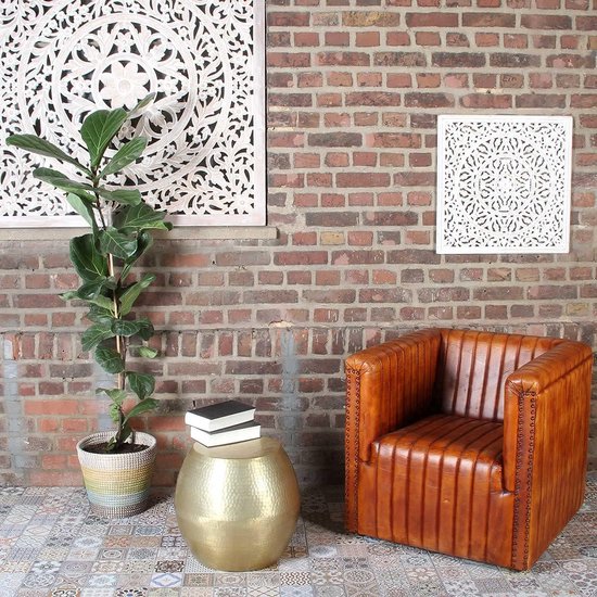 Moro Oriëntaalse bijzettafel kruk Mohan goud Ø 45 cm hoogte 41 cm met hamerslag van aluminium | ronde salontafel gehamerd | een luxe moderne banktafel | TSV9010 — afbeelding 2