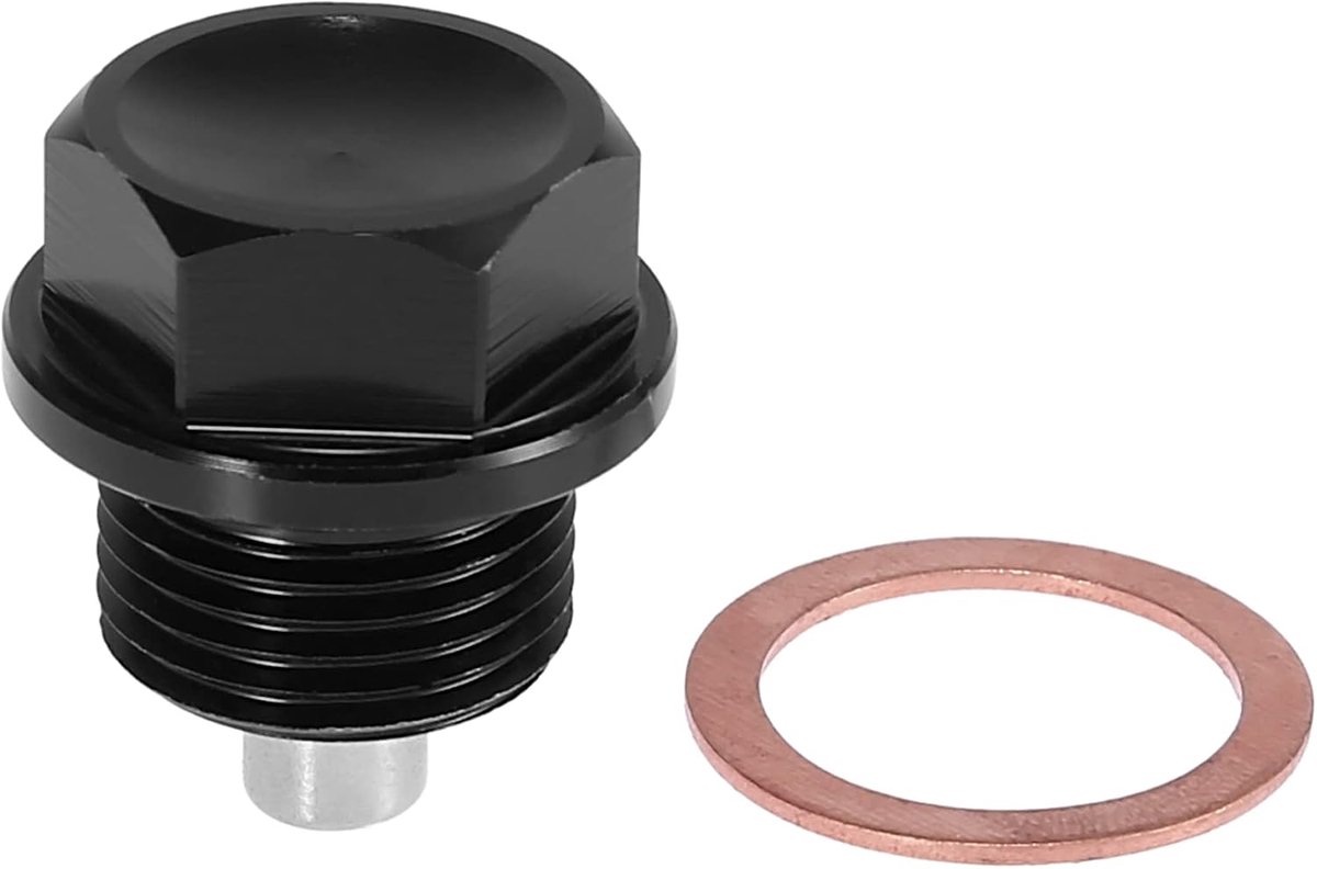 AUTOHAUX Olieaftapplug met afdichtring magneet M18x1,5 oliebak aluminiumlegering aftapplug zwart