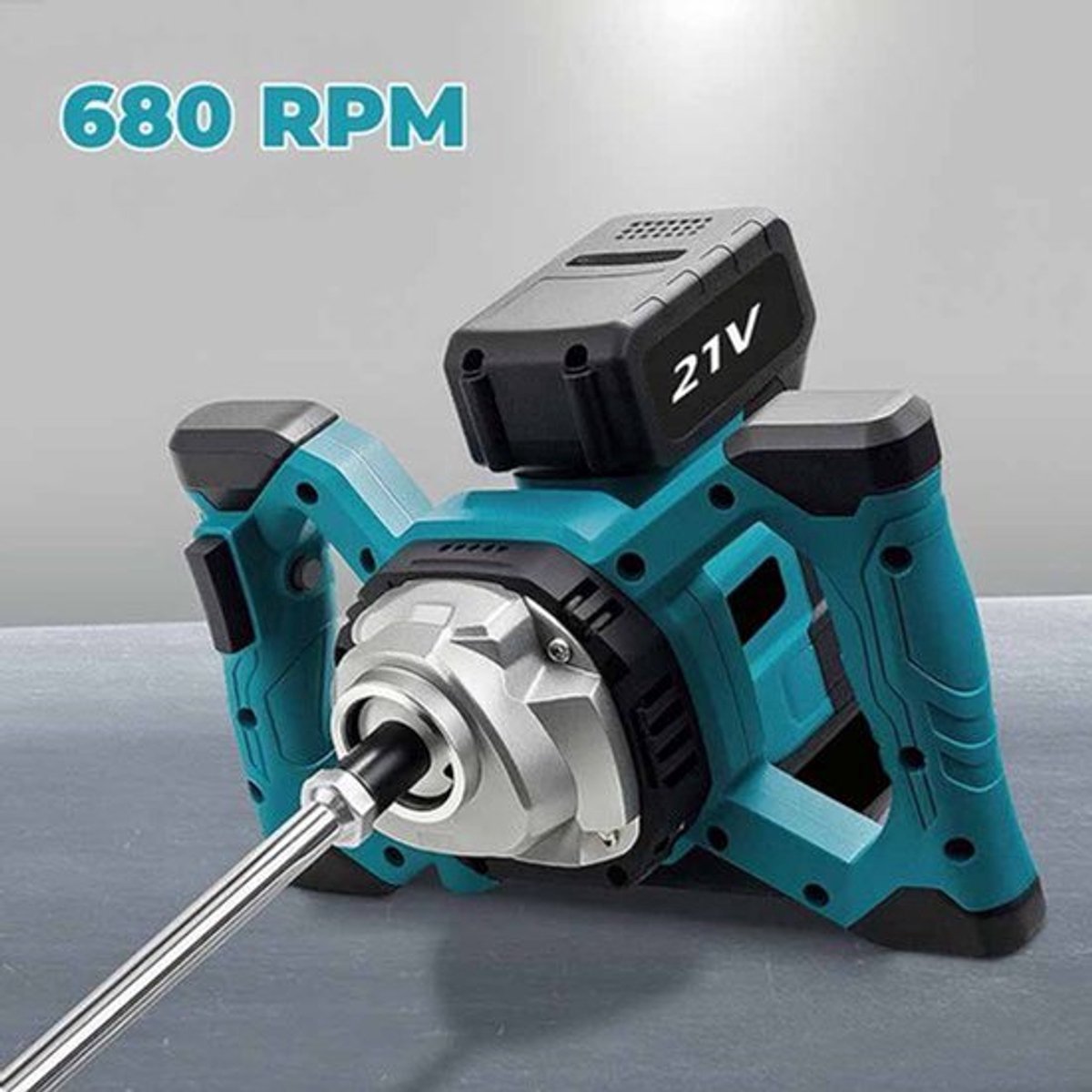 Draadloze Betonmixer - 2 Batterijen - Borstelloze Motor - 6 Snelheden - Voor Cementmortel En Gipsverf - Elektrisch Gereedschap