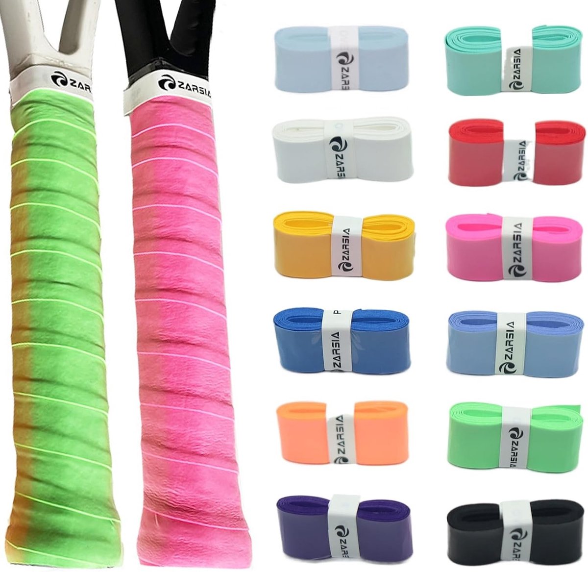 12 Stuks Gripband voor Tennisrackets - Antislip Overgrip Tape voor Padel, Badminton en Squash Rackets met Zelfklevende Functie