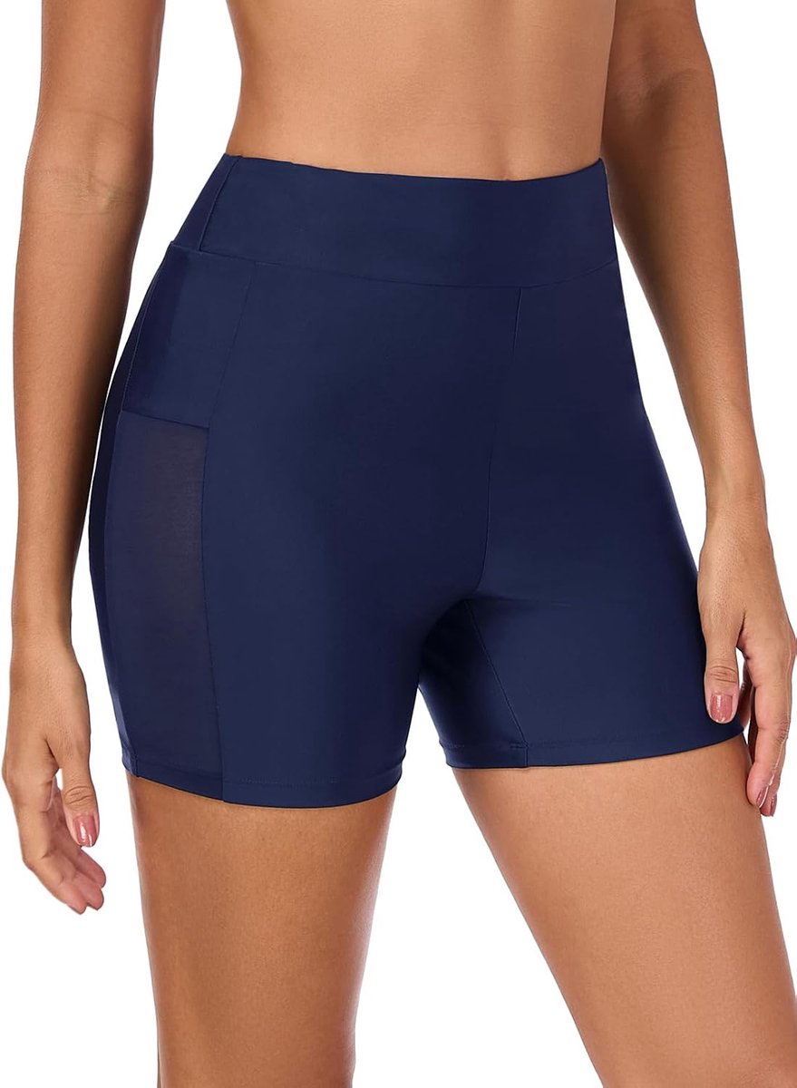 Blues Zwembroek met hoge taille voor dames, buikversteviging met ademend mesh aan de zijkant