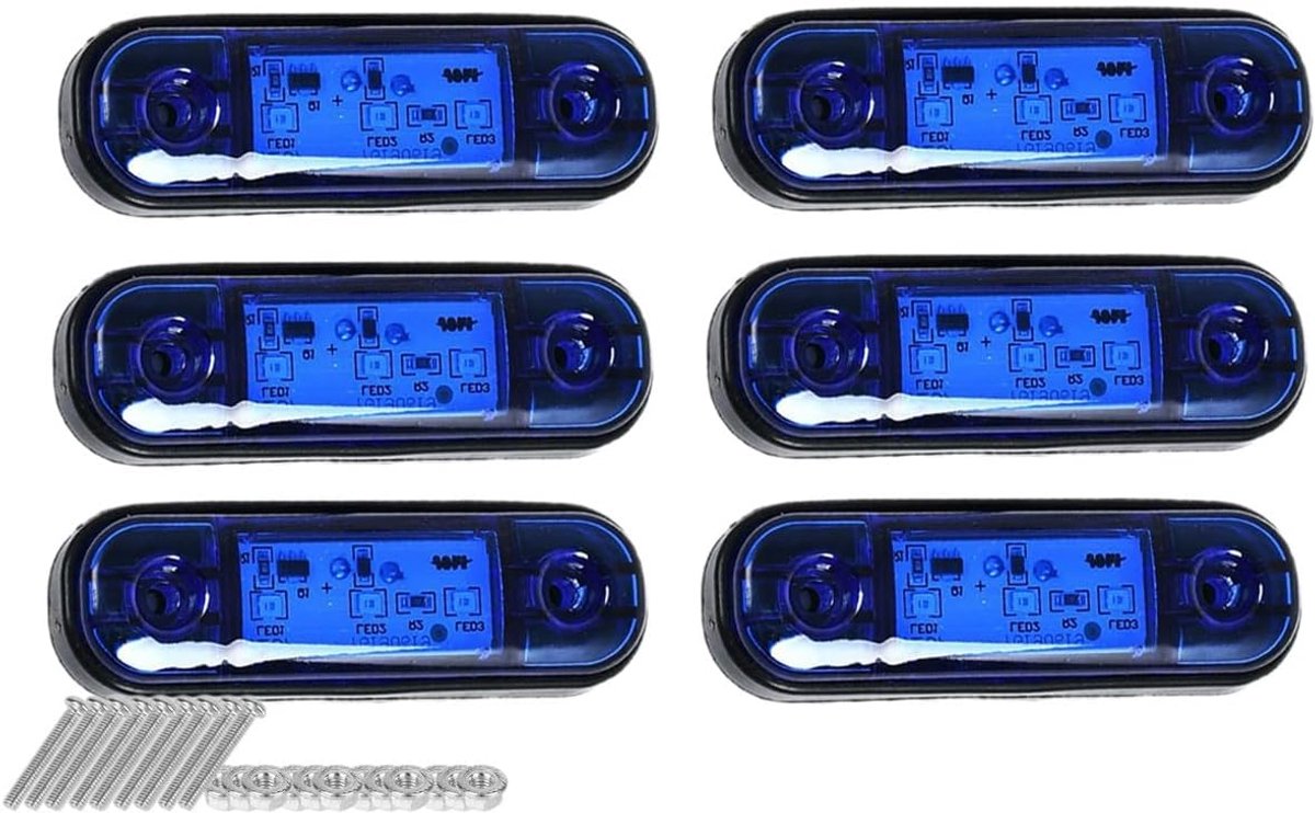 Zijmarkeringslichten met 3 leds, 12 V-24 V, universele zijknipperlichten, IP65 waterdicht, voor en achter, voor vrachtwagen, camper, caravan (6 stuks)
