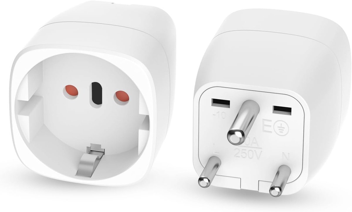 2 stuks reisadapters voor India, adapter India stopcontact, reisstekker type D