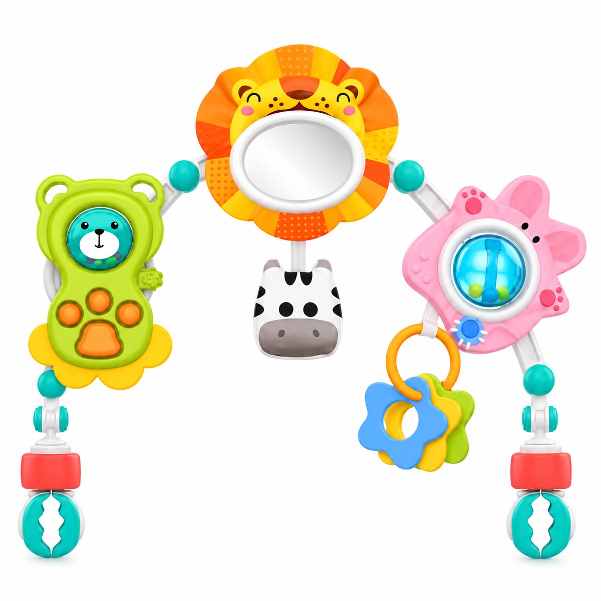 BOTC Speelboog Baby - Wagenspanner met Hangend Speelgoed - Voor Kinderwagen, Autostoeltje, Wieg & Ledikant - Baby Speelgoed - Kleurrijk - Leeuw