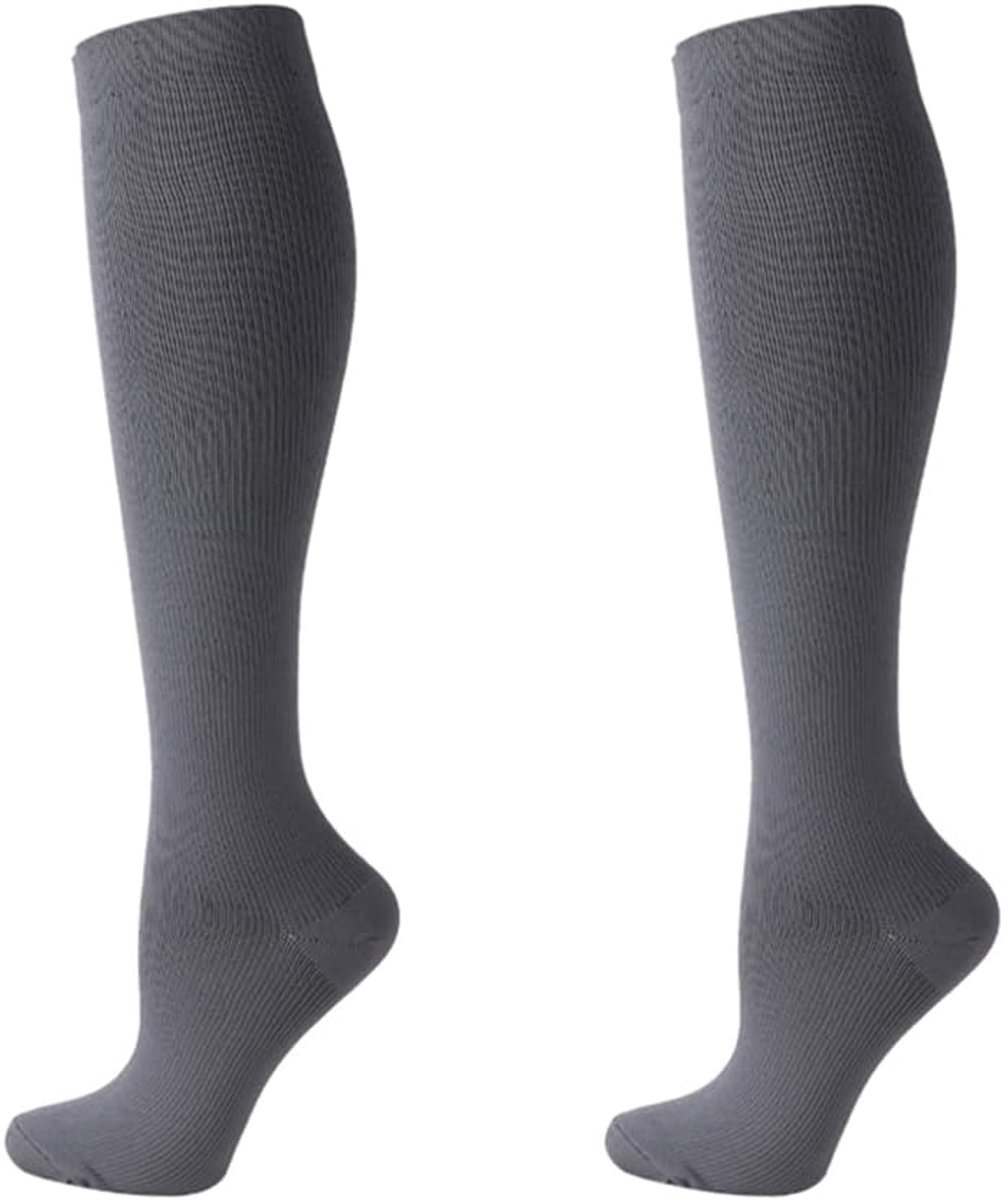 (2 paar) Compressiekousen voor mannen en vrouwen, vliegsokken, compressiekousen, hardloopsokken voor hardlopen, scheenspalken, vluchtreizen, boost uithoudingsvermogen, circulatie en herstel