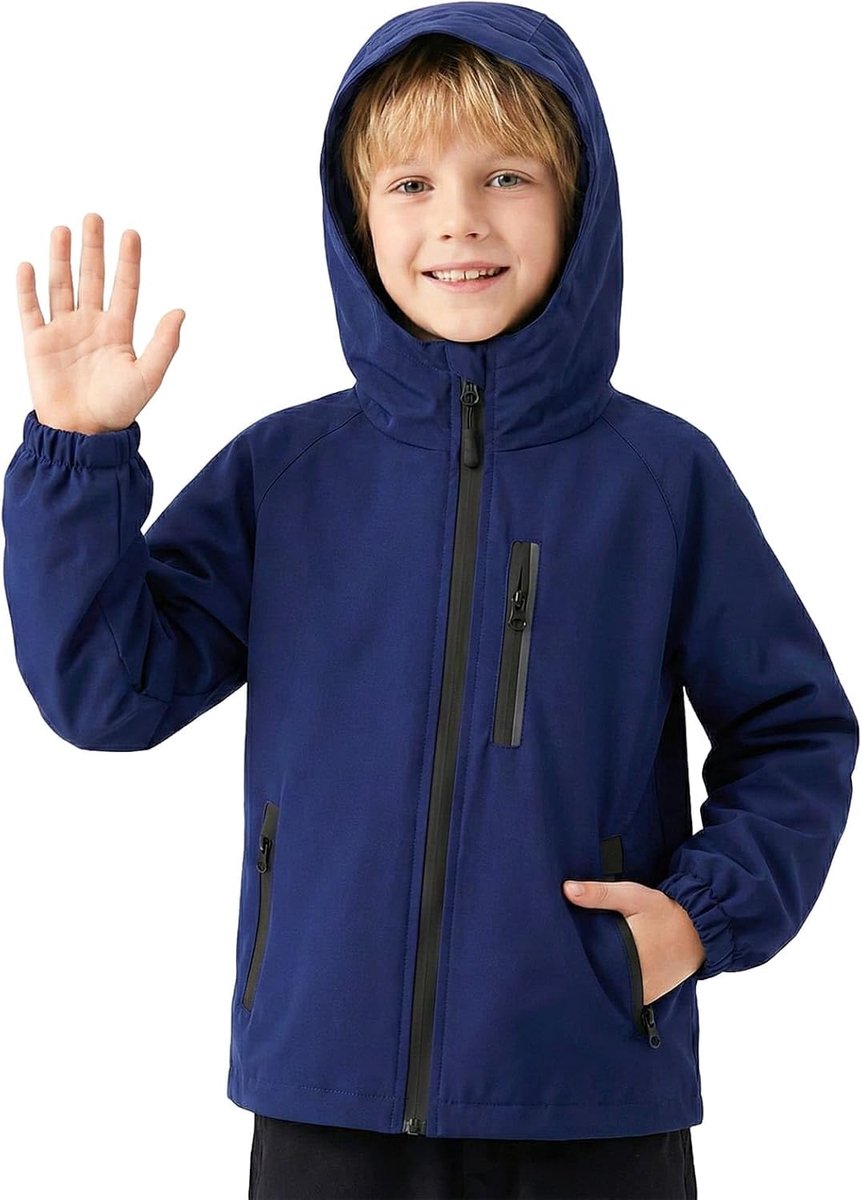 Waterdichte jassen voor meisjes en jongens, lichtgewicht ademende jas, kinderregenjas, lente- en herfstjas, unisex tussenjas met reflecterende strepen, winddichte jas, outdoorjas, 5-13 jaar