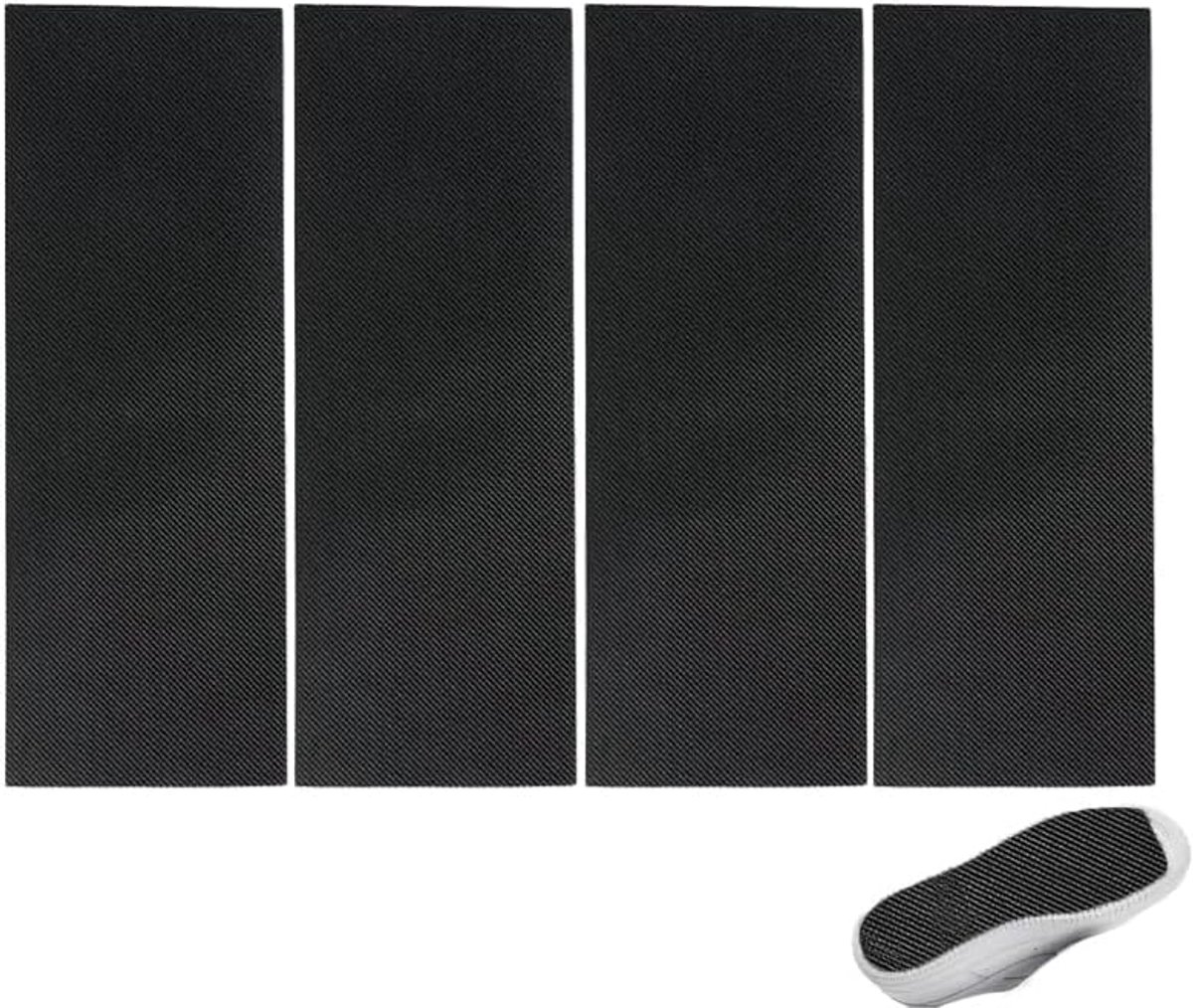 4 stuks antislipschaatsen, zwarte schoenen, zelfklevende inlegzolen, op maat te snijden, voor hakken en platte schoenen, geluidsbescherming, antislip rubber, voor dames en heren