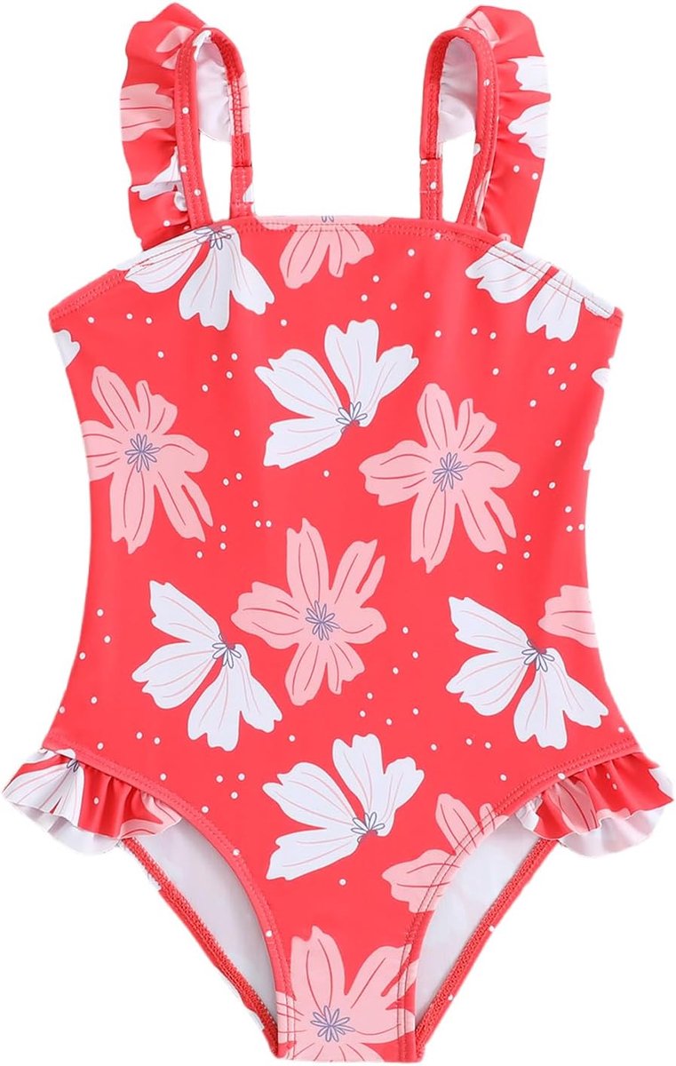 Badpak voor meisjes, maat 80-116, eendelig badpak voor meisjes, baby's, peuters, met verstelbare bandjes, schattig, UPF 50+, zwempak voor meisjes en kinderen, voor strand en zwembad