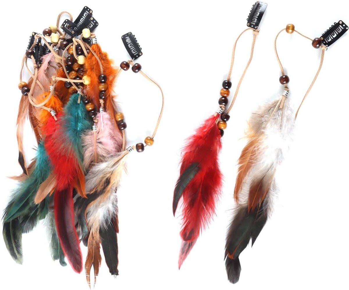 Clips Indiase stijl vrouwen veren haarextensies boho hoofddeksel voor verkleedpartijen cosplay