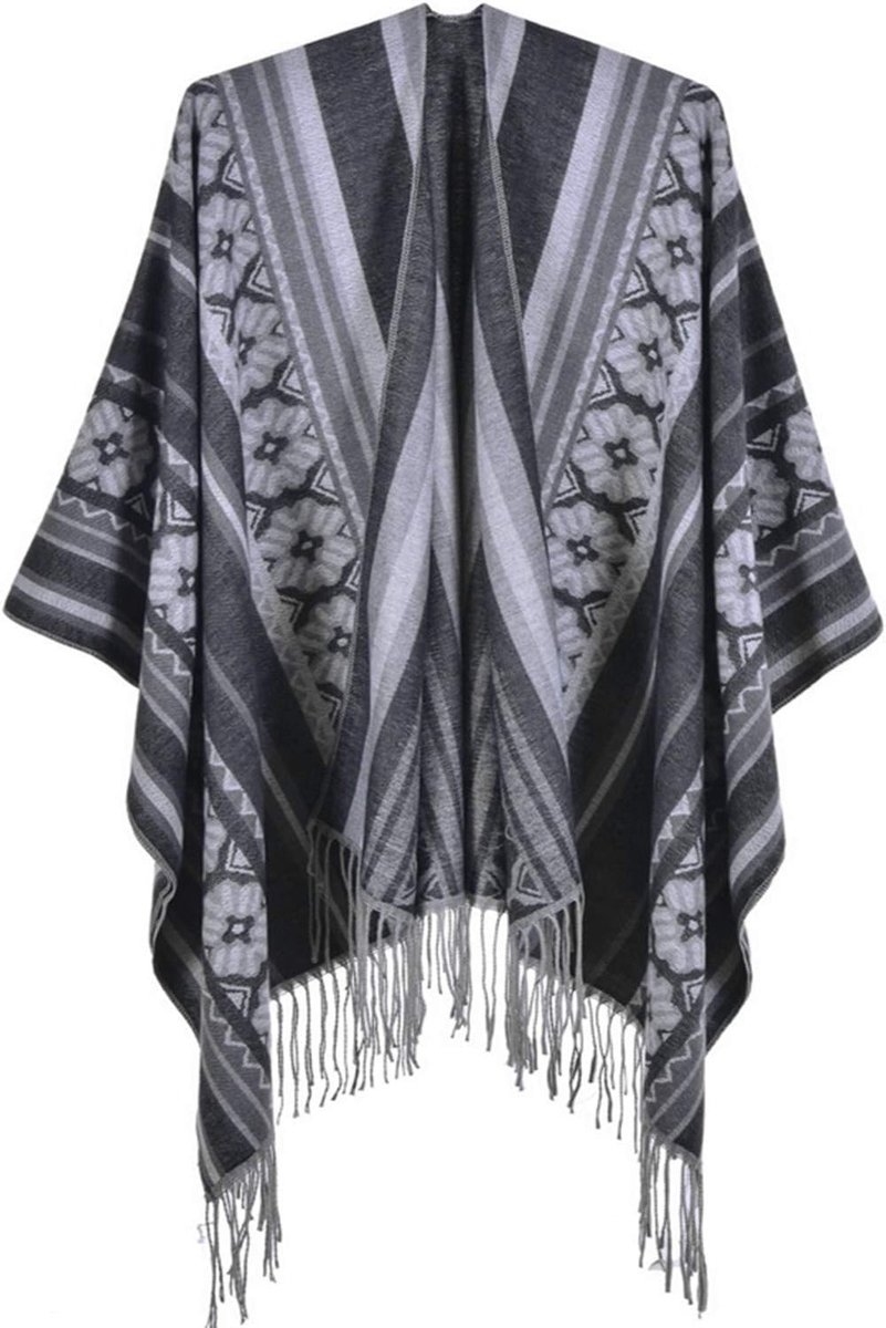 Poncho voor dames, sjaal, omslagdoek, cape, imitatiekasjmier, royale maat, elegant, warm, winters, dik en zacht, One Size