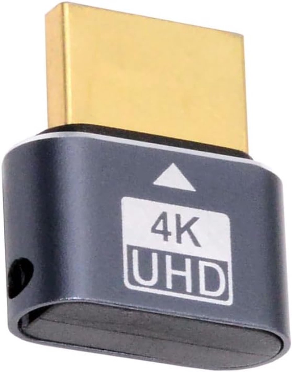 Virtual Display Type-A actieve adapter dummy plug HDTV headless ghost emulator 1080p@60Hz compatibel met remote desktop laptop server NAS zwarte kleur (4K@60Hz)
