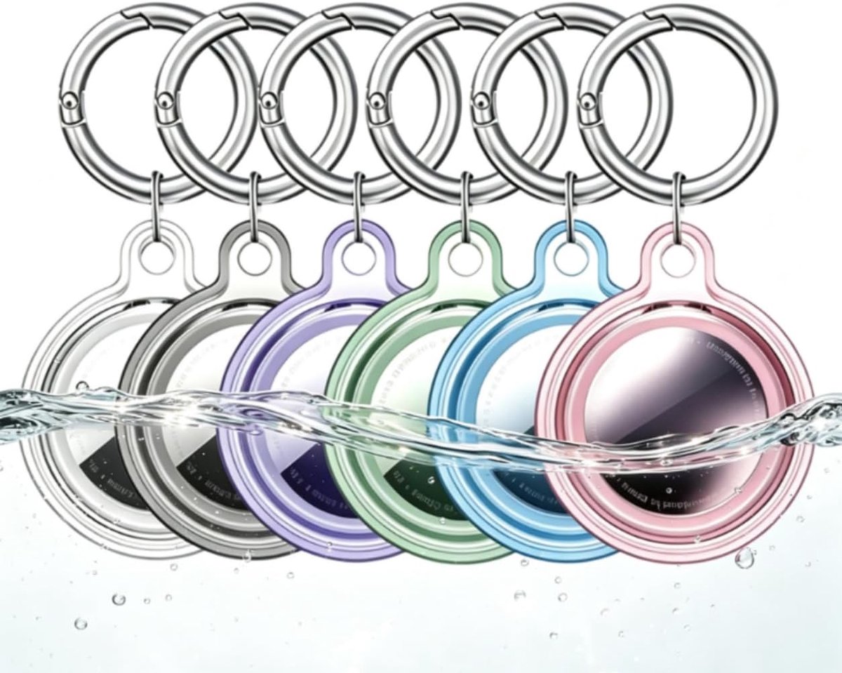Hoes voor Apple AirTag sleutelhanger met waterdichte hoes, 360° stootvaste allround dancer voor AirTag-hanger voor koffer, tas, sleutels, rugzakken, hondenhalsband en kinderen (6 stuks)