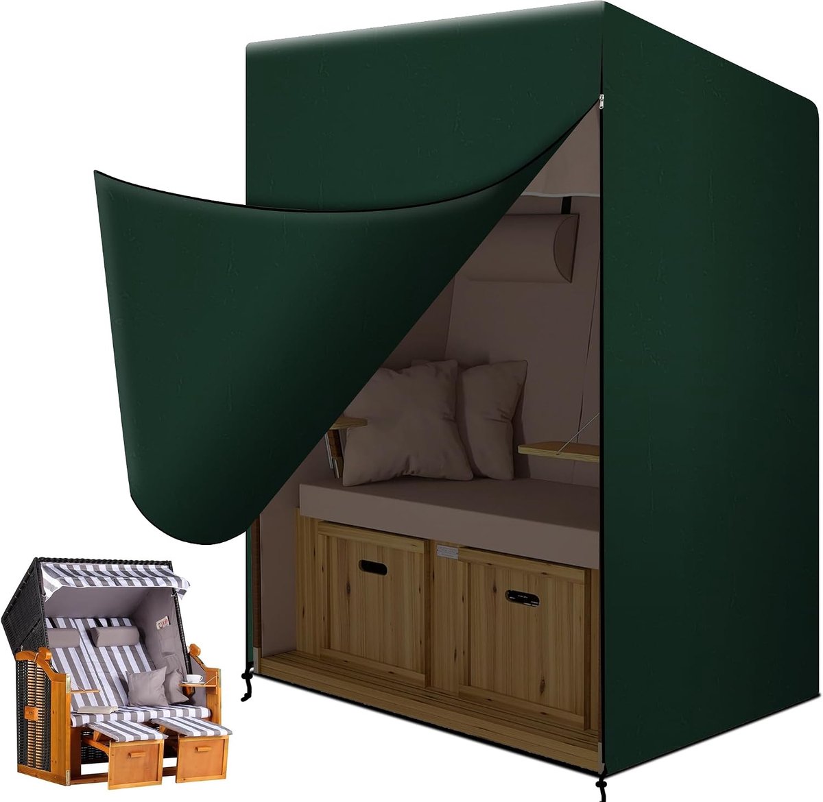 Beschermhoes voor strandstoel, winterbestendige beschermhoes voor strandstoelen, afdekkap voor strandstoelen, waterdichte, winddichte en weerbestendige strandstoelhoes, outdoor meubelhoes