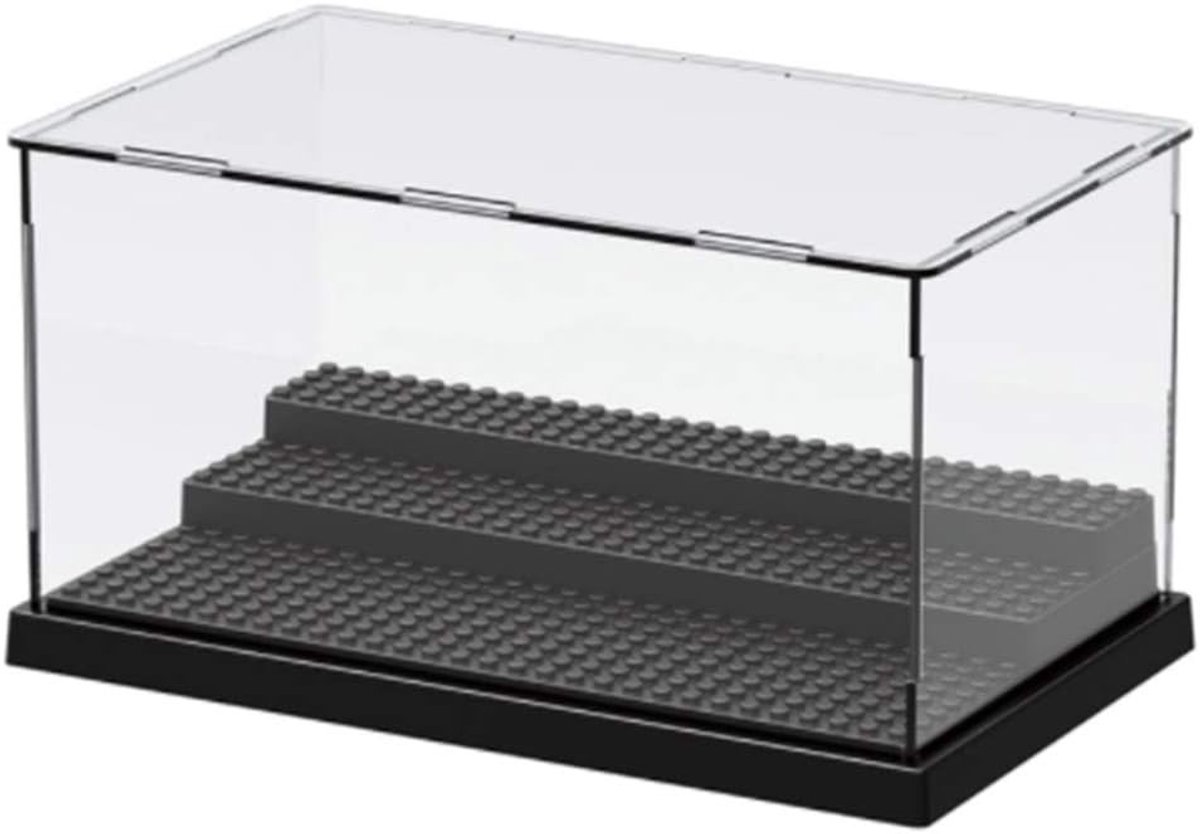 Drie-traps acryl displaycase voor minifiguren en bouwstenen, 10 x 5,7 x 5,3 inch, ideaal voor verzamelaars en tentoonstellingen