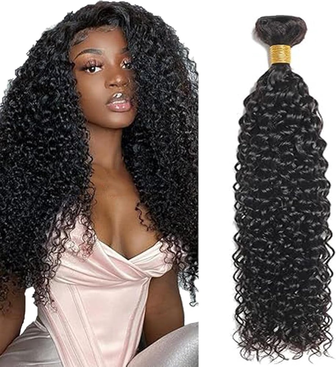 Curly Human Hair Bundles Natural Black Menschliches Haar Uitbreidingen Echthaar Human Hair Extensions Minimal Shedding Double Weft Remy Hair 1 Bundle Total 100g 12 Inch