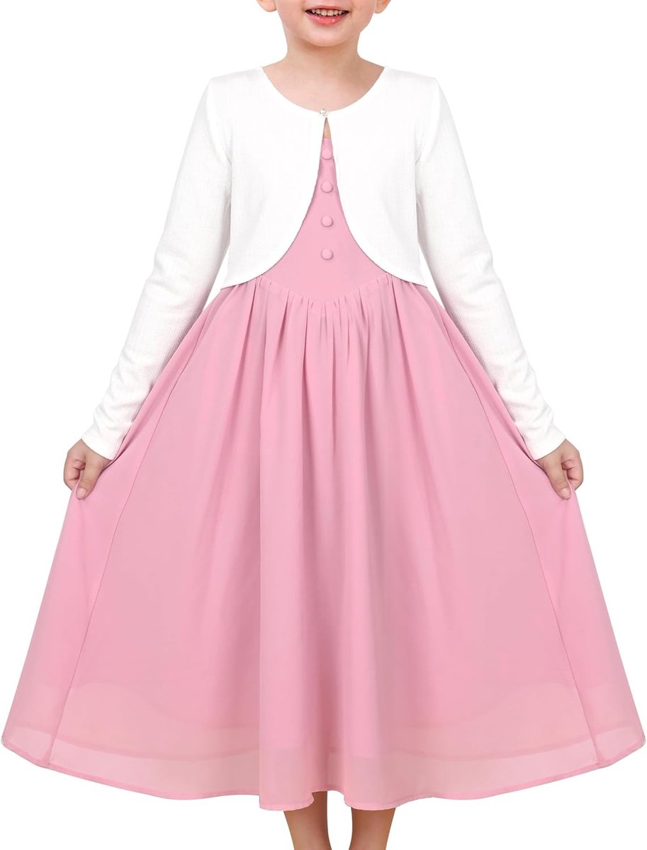 2 stuks Meisjes Moe Jurk Bolero Haal je schouders op Bijgesneden Vest Partij Prinses 4-8 jaar