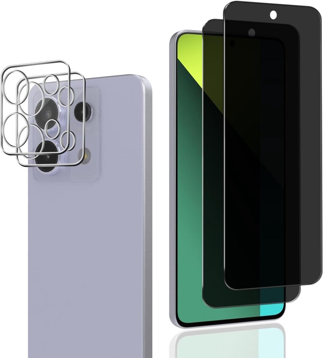 2 + 2 stuks inkijkbescherming pantserglas voor Xiaomi Redmi Note
