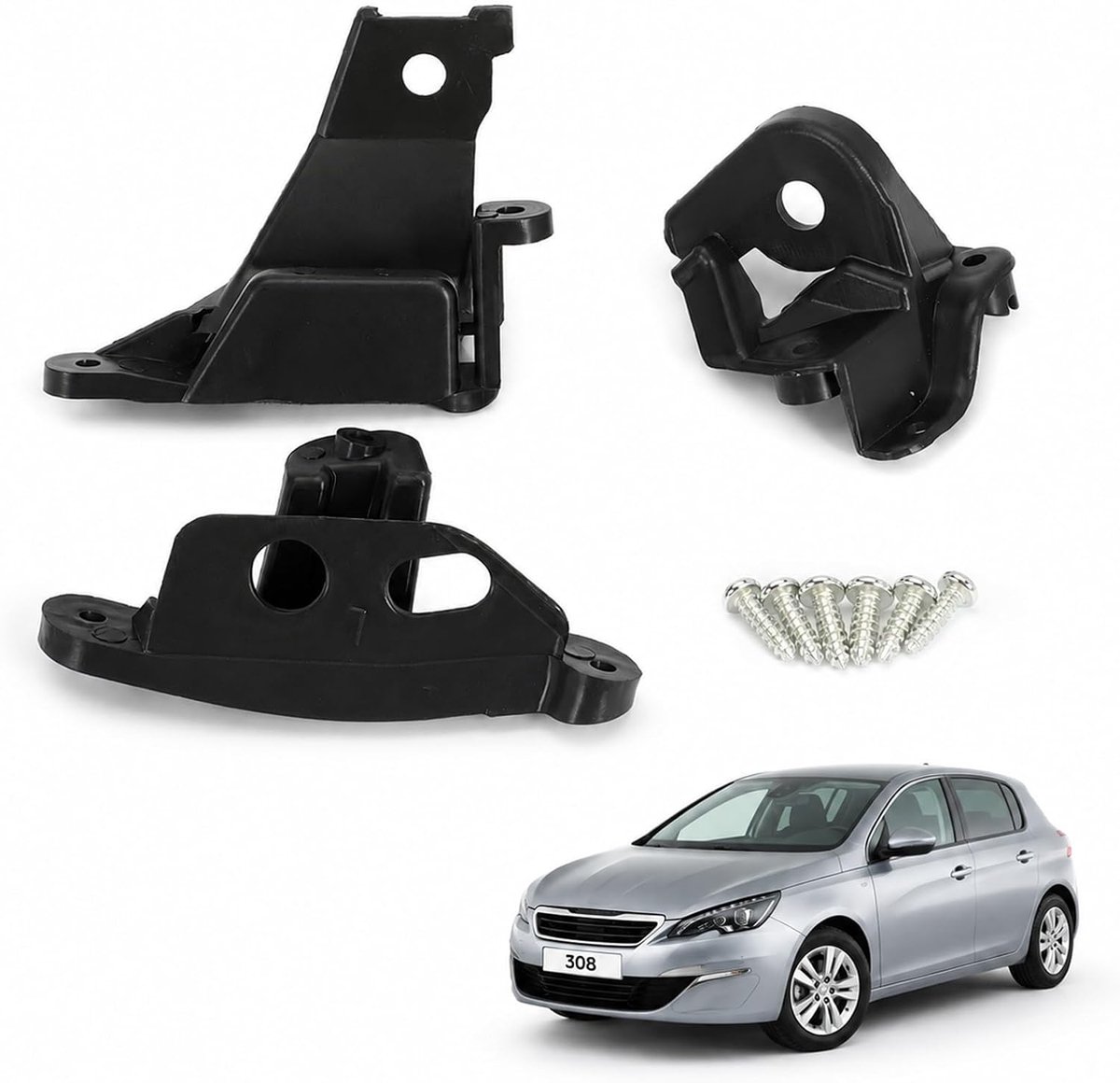 Reparatieset voor koplampmontage, 3 stuks, links voor (bestuurderszijde), reparatieset voor koplampen, compatibel met 308 I SWI CC RCZ # 6212E3 / 6212.E3