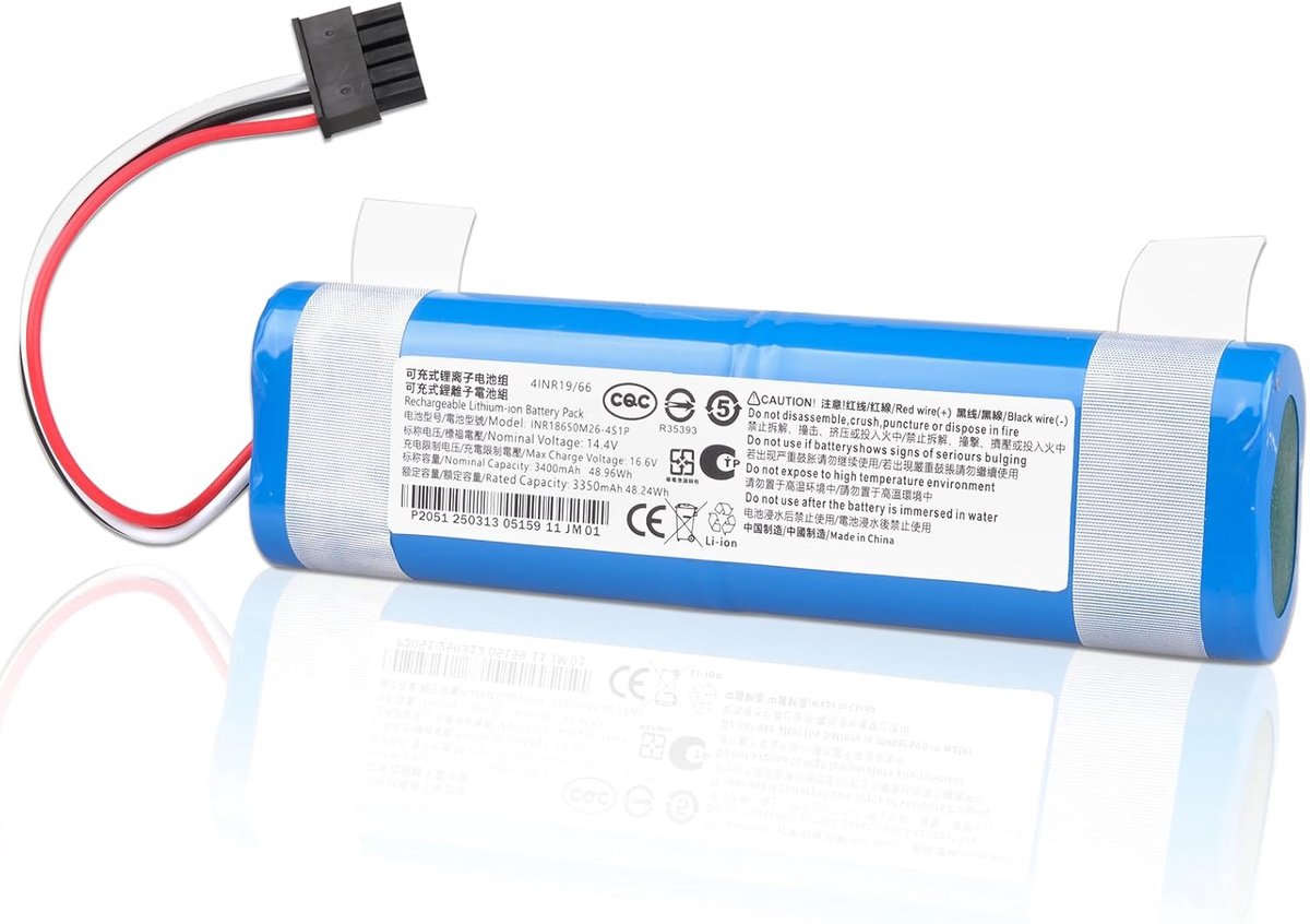 3400 mAh accu compatibel met Xiaomi Mop Pro/Mop 2S/Mop 2 Pro/Mop Pro 2+3D, Viomi V3 V2 Pro Max, Conga 3290 3390 3490 3590 3690 3790 3890, STYTJ02YM, XMSTJQR2S