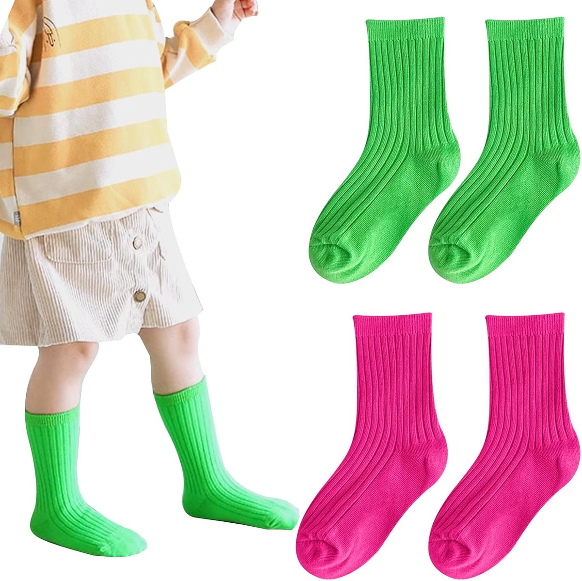 Sokken voor kinderen, jurk voor jongens en meisjes in de jaren 70, 80, 90, comfortabel en zacht, voor 5-8 jaar