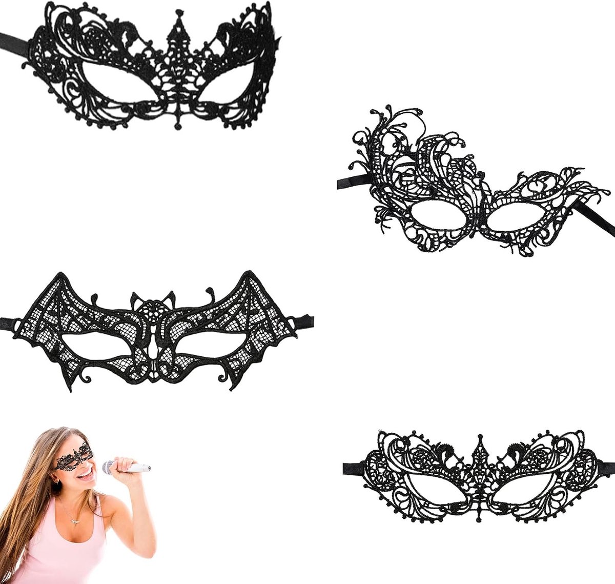 Maskers, balmaskers, maskerade-masker, zwart