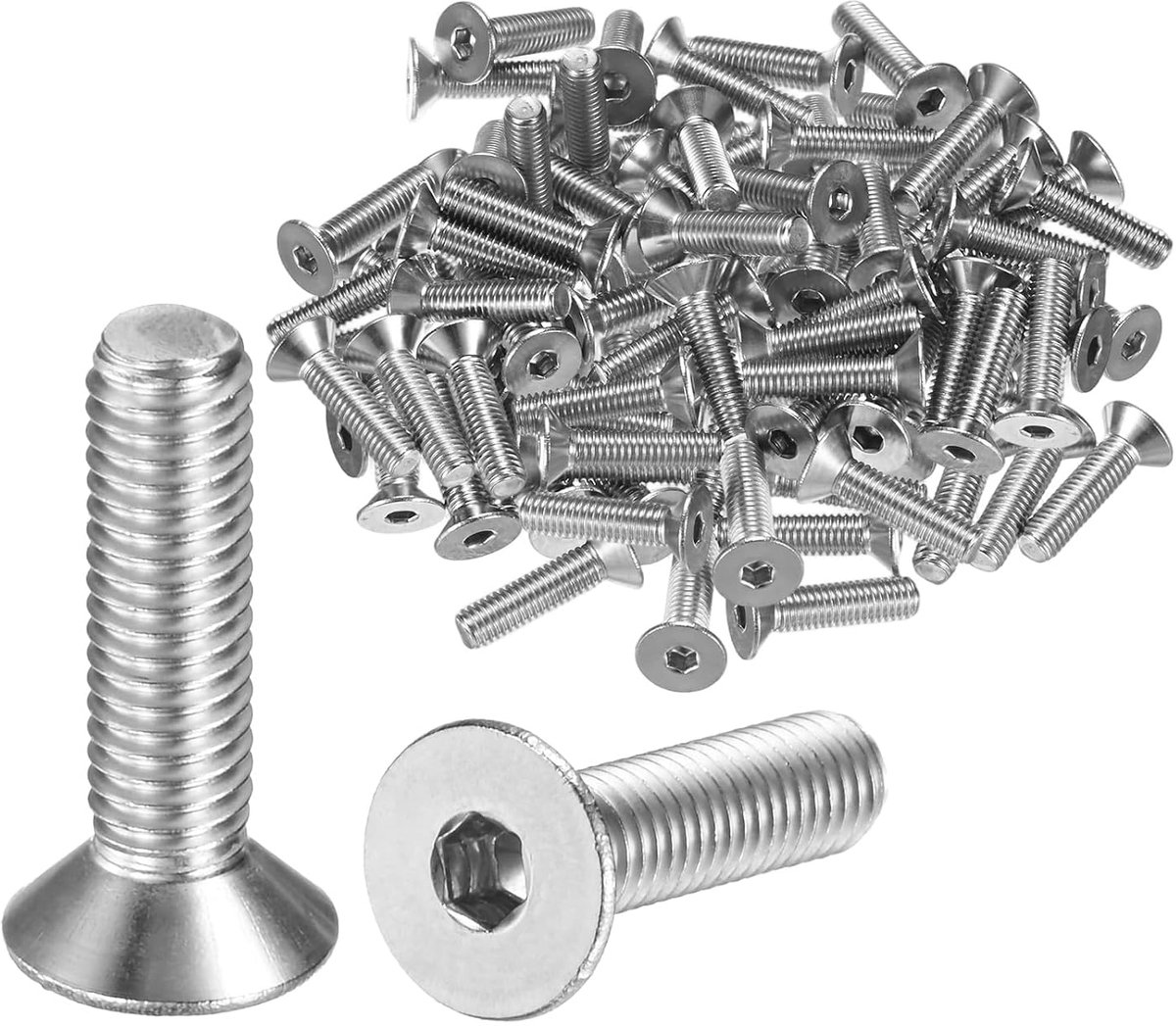 METERXITY 80 stuks platte kopschroeven M5 x 20 mm interne zeskantschroeven 304 roestvrij staal verzonken schroeven bouten voor elektronica/industriële apparatuur/thuis
