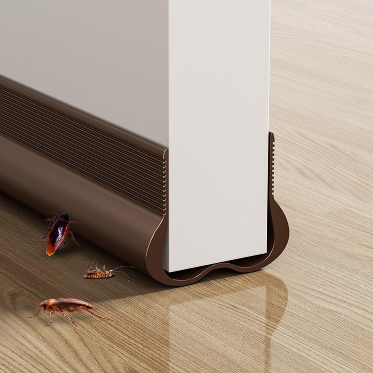 Famanu – Türdichting en tochtstopper voor deuren, 93 cm zelfklevende deuronderkant tochtstopper, uitknipbare deurafdichting, tochtstopper voor deuren, huisdeurdichting voor geluids- en warmte-isolatie (bruin)