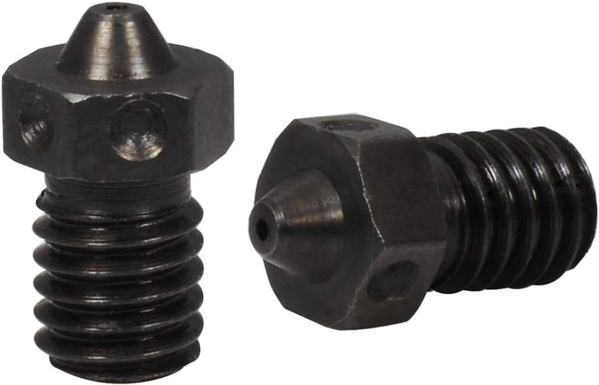 4 stuks geharde stalen spuitmonden M6 draadspuitmond 0,6 mm 0,8 mm voor 1,75 mm V6 mondstuk Hotend Prusa Printing PEI PEEK of koolstofvezel filament gebruik (2 x 0,6 + 2 x 0,8)