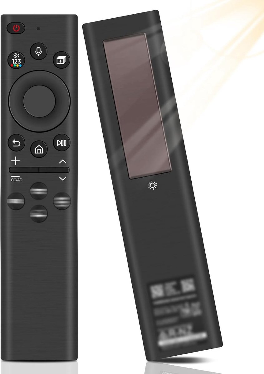Solar Voice afstandsbediening voor SMS Smart TV, universele afstandsbediening, vervangende taalafstandsbediening met USB Type-C, compatibel met SMS Smart TV afstandsbediening - zwart