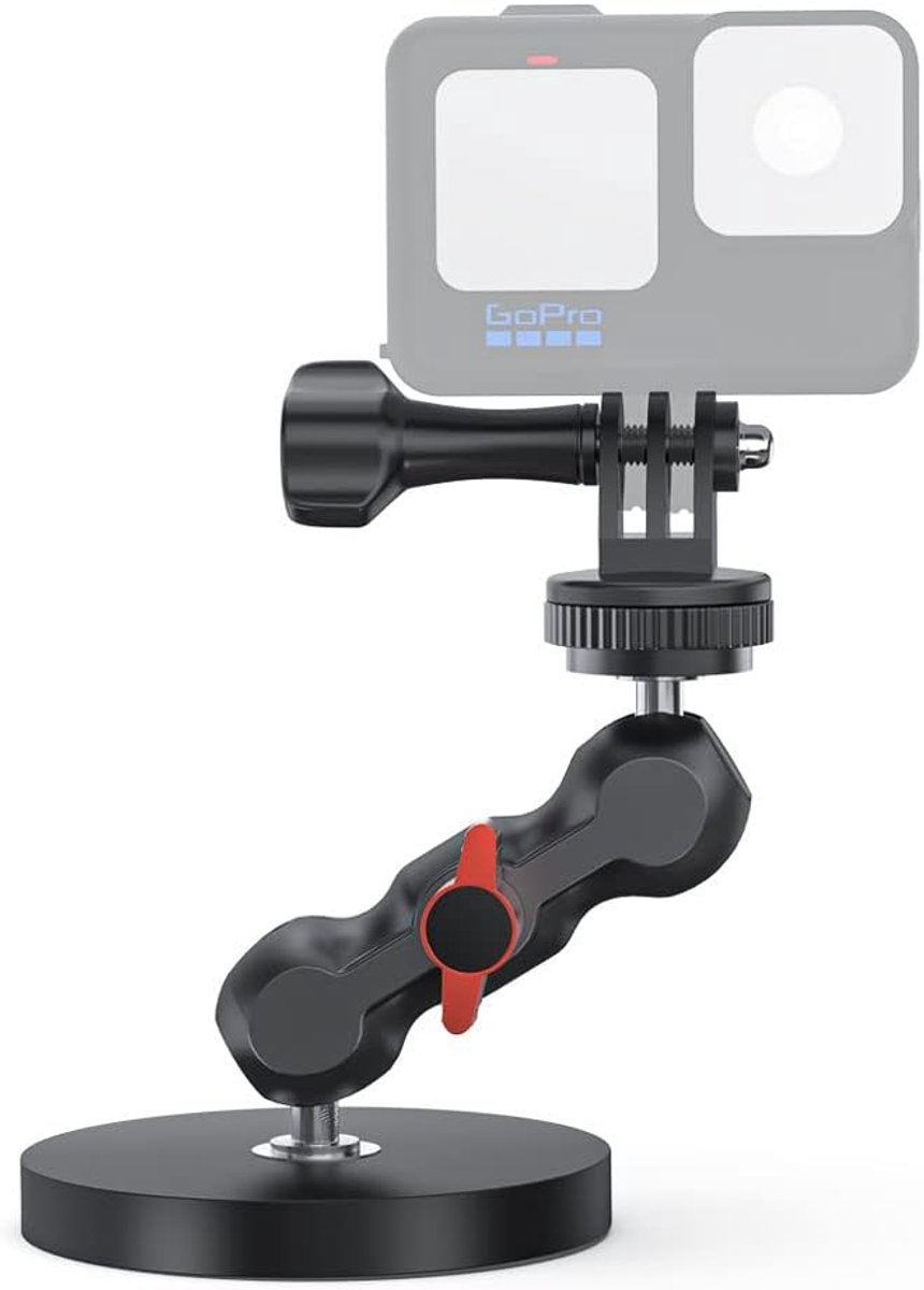 Magnetische camera houder met mini universele kop, magnetische houder met 1/4 "-20 schroefdraad compatibel met GoPro hero 11 10 9 8 7 6 5 zwart, D JI Osmo action, Crosstour/Campark/AkASO etc