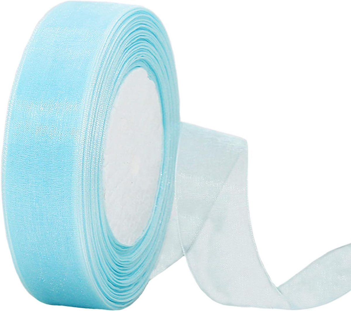 babyblauwe organza chiffon 20 mm voor geschenkverpakking, 45 m doorzichtig chiffon pastelblauw haarlint verjaardagscadeau wrap kerst organza voor knutselen, bruiloft