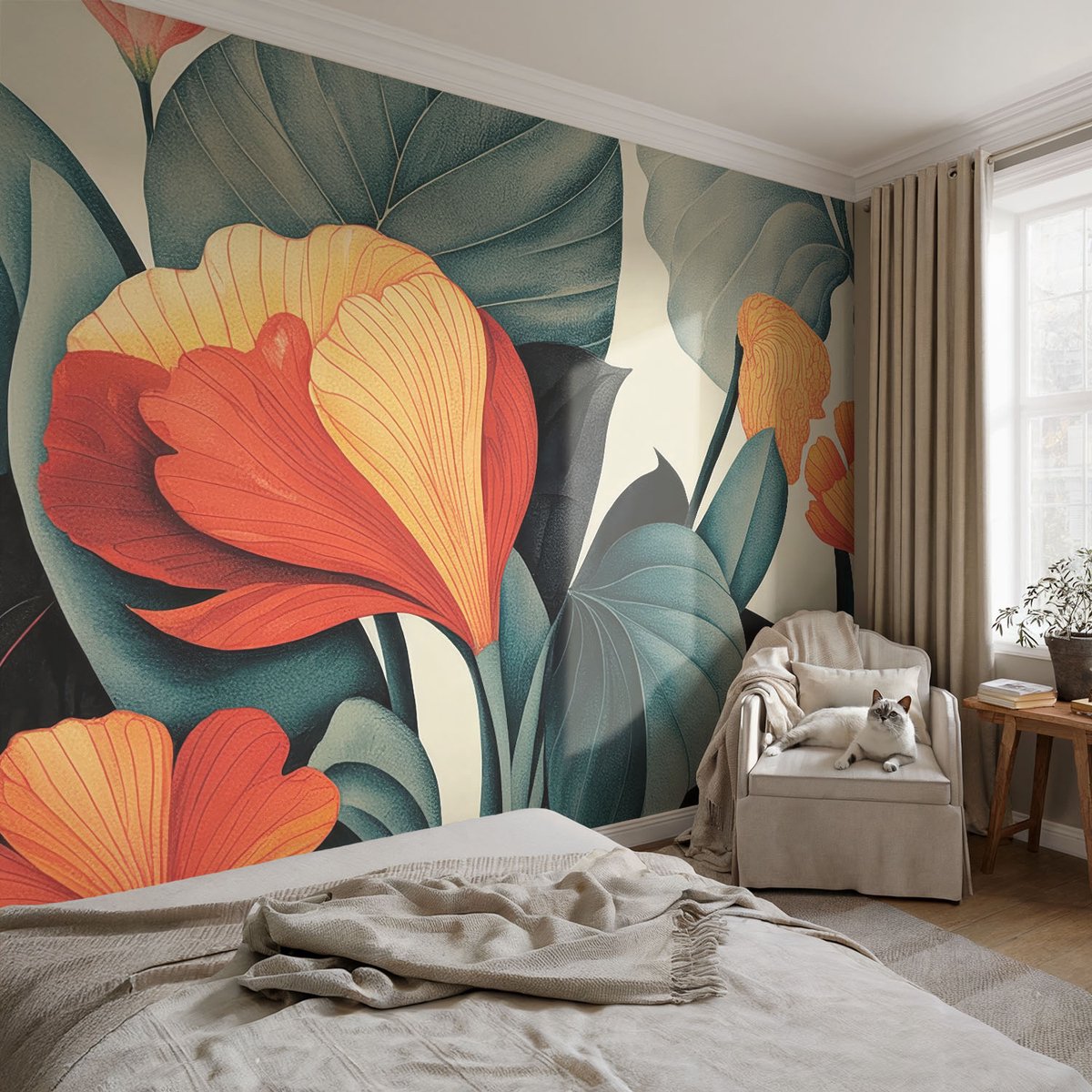 Coloray Vliesbehang - Groente Snellijm Behang - 104x70 cm - Kleurrijke Bloemen Muurschildering - Gang behang Bloemen En Planten - Fotobehang Vlies - Gang behang