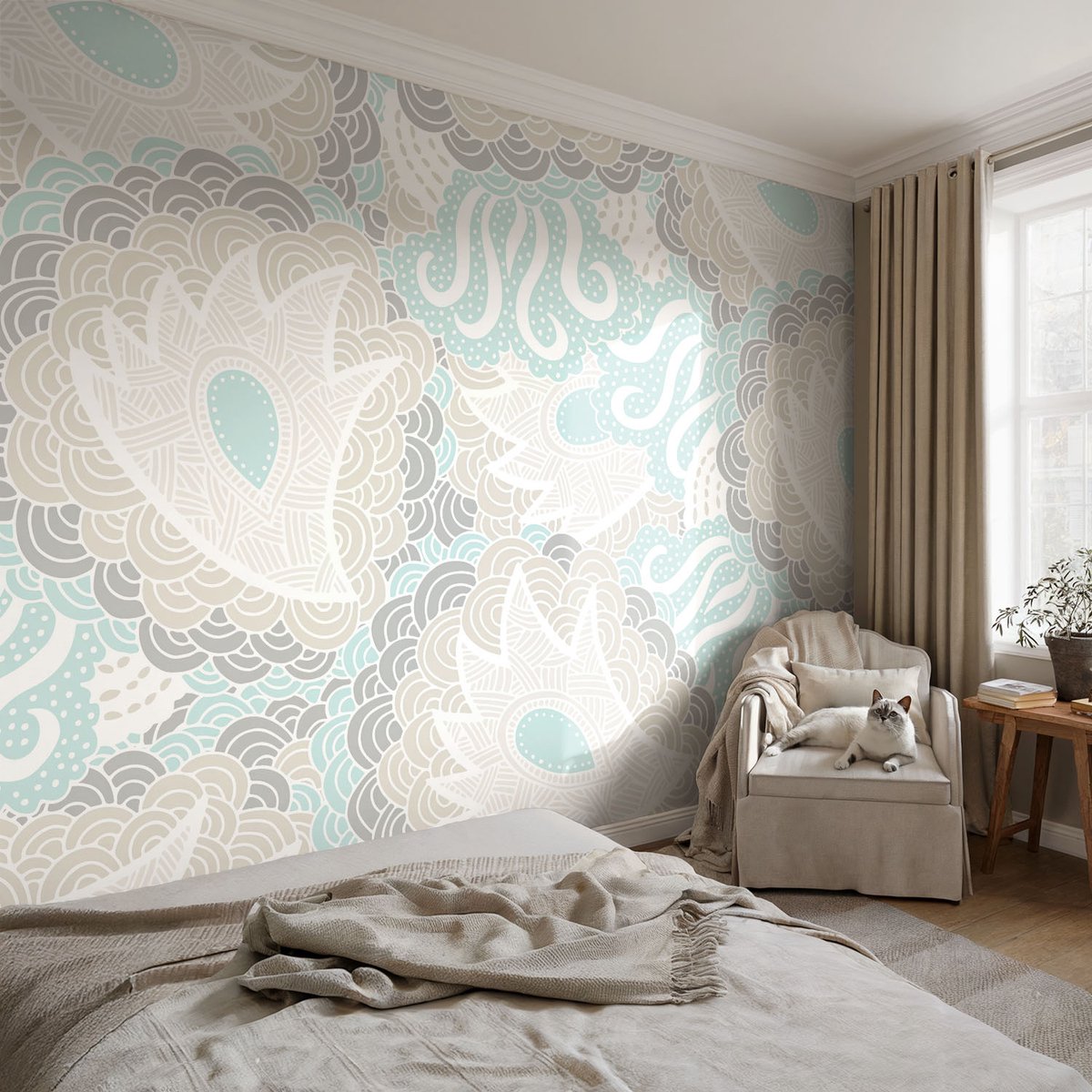 Coloray Vliesbehang - Grijs Snellijm Behang - 104x70 cm - Abstracte Patronen Fotobehang Vlies - Woonkamer behang Abstractie - Muurschildering - Woonkamer behang