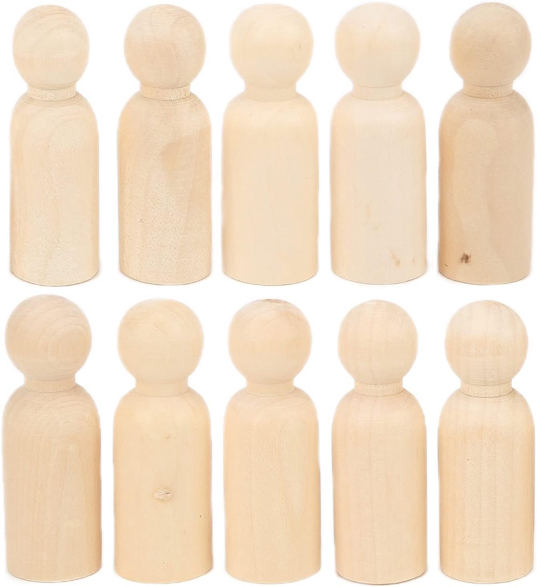 Houten Peg Poppen 75mm Onvoltooide Pop Mensen Houten Decoratieve Figuren voor Kinderen Kunst en Creatieve DIY Craft:(Jongens)