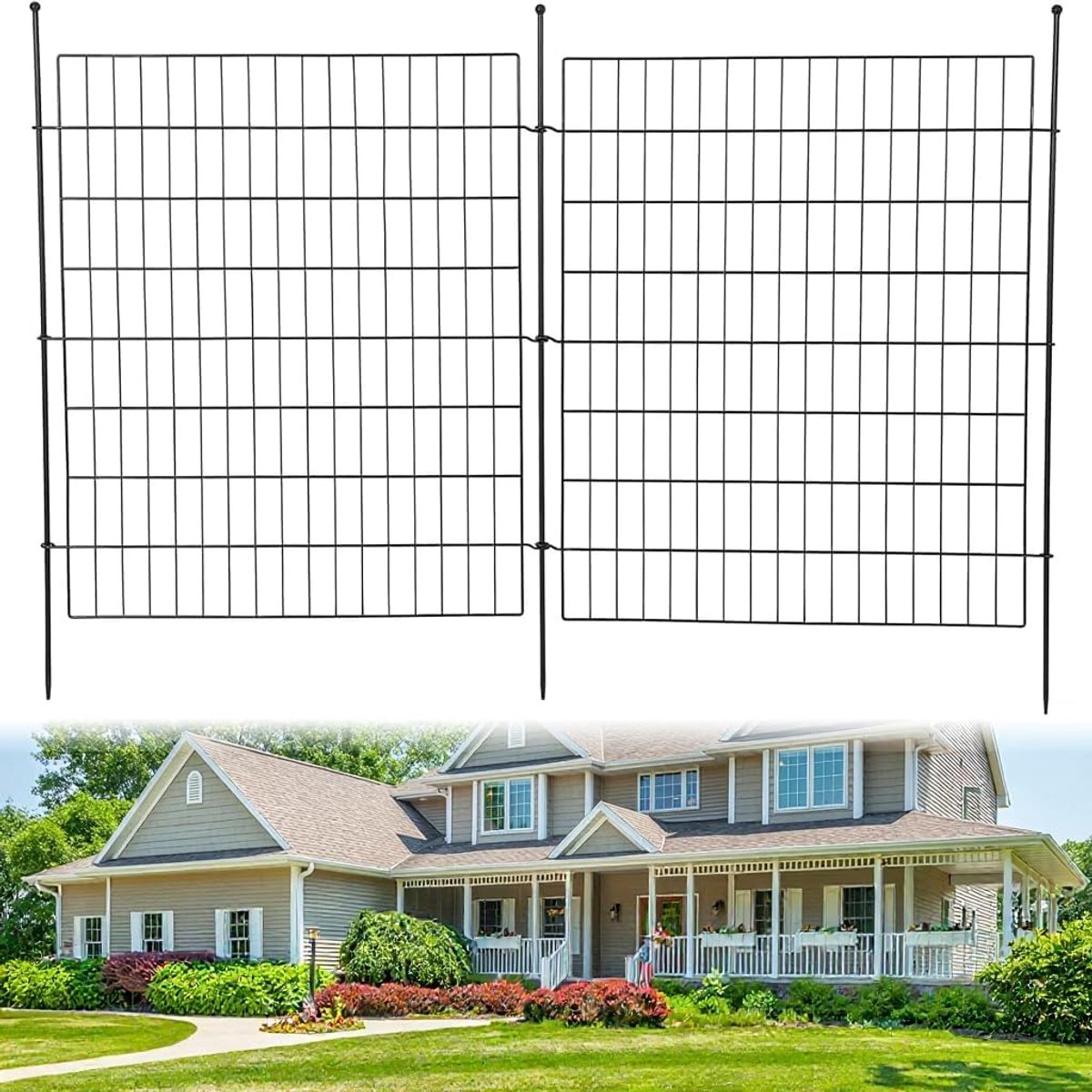 Metalen Tuinhek 10 Panelen - 101 cm H Hekwerk Hondenomheining Zwart