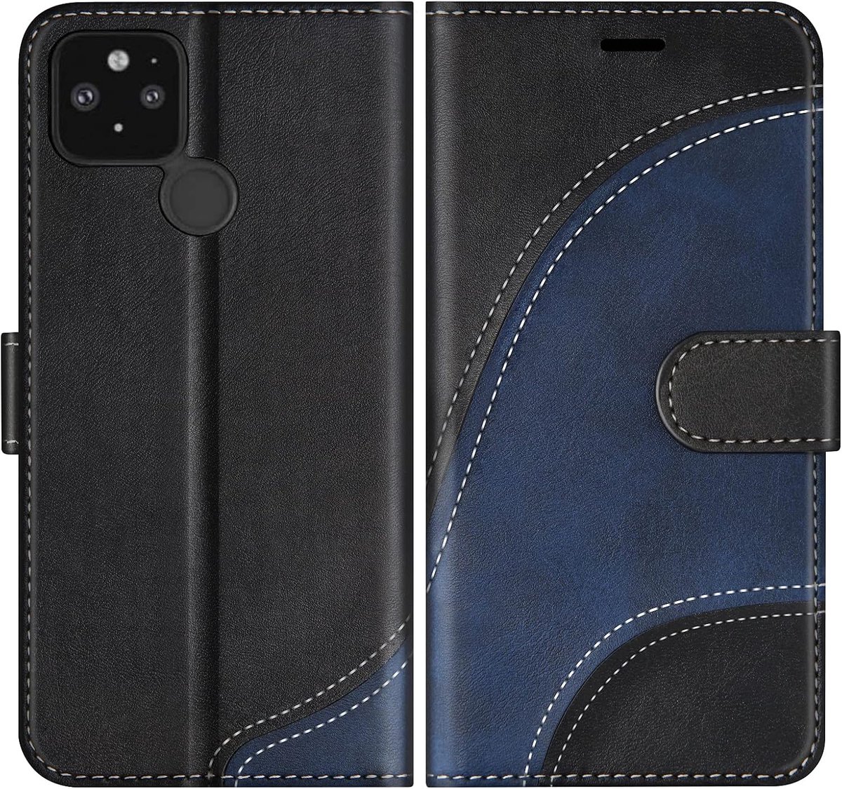 Hoesje voor Google Pixel 4A 5G / Pixel 5 XL, PU Lederen Bookcase Portemonnee Beschermhoes Telefoonhoesjes, Flip Case Beschermhoesje voor Google Pixel 4A 5G / Pixel 5 XL, Zwart