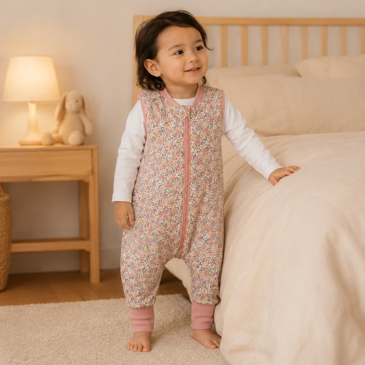 Baby Slaapzak met Benen – Pyjama Slaapoverall TOG 1.0 – Licht Gewatteerd – Mille Fleurs- Voor Slapen, Kruipen & Spelen – Met Voetjes voor kinderen tot 3 jaar