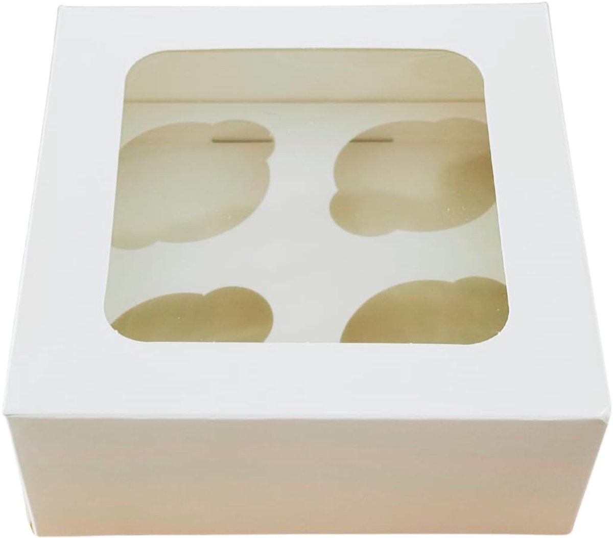 – Set van 10 Witte Dozen voor 4 Cupcakes – Met Inzetstuk – Transport en Presentatie van Gebak