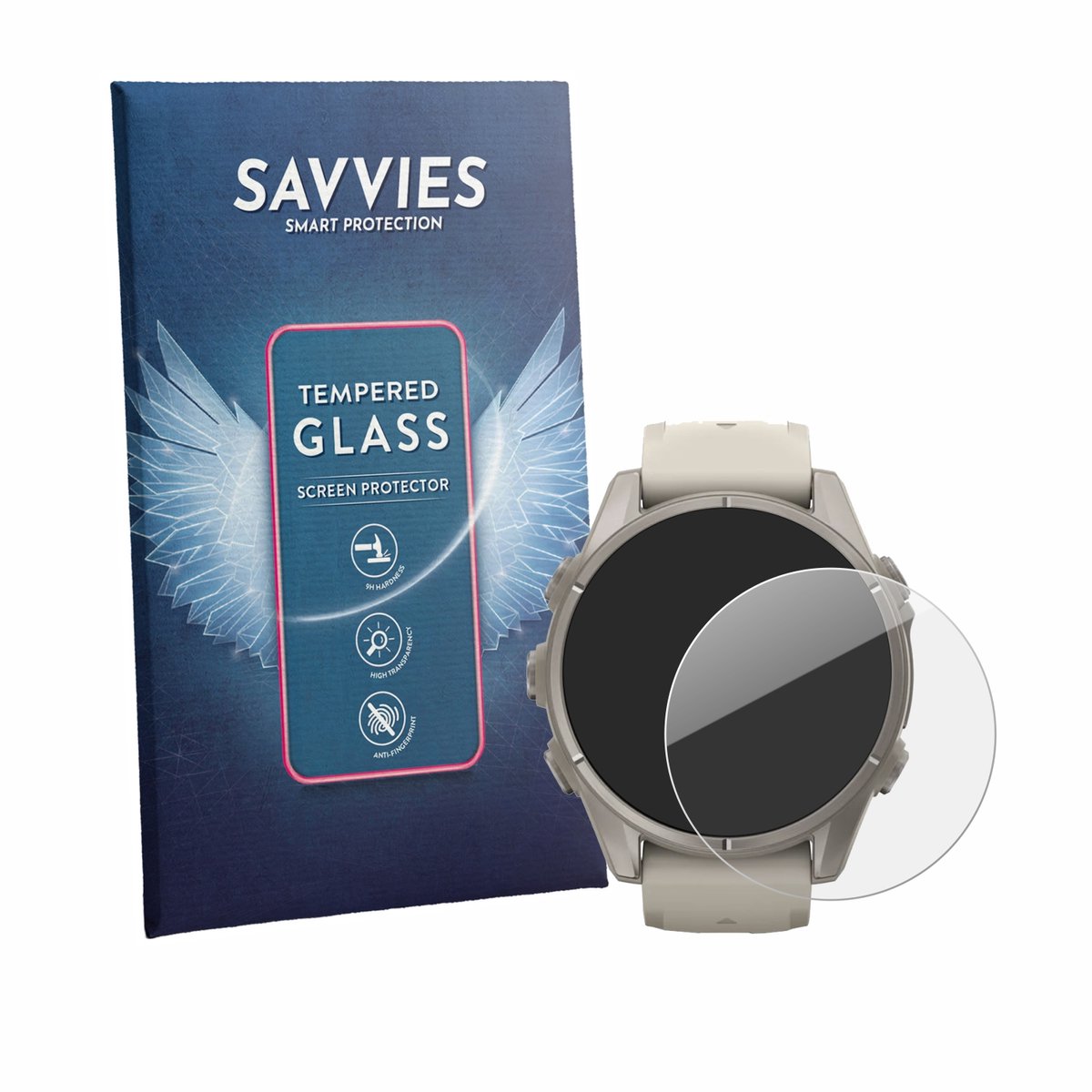 Savvies - Glas Screenprotector voor Garmin Fenix 9 (43 mm) - Gehard Beschermglas 9H