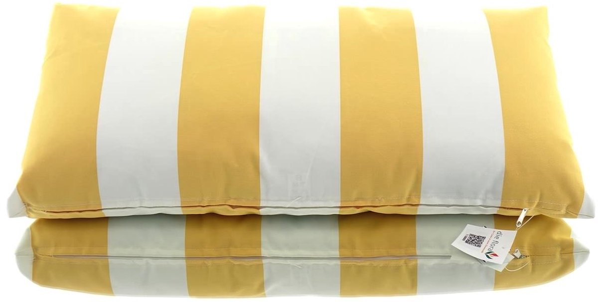 Van der Leeden kussen geel wit gestreept 70 x 35 cm